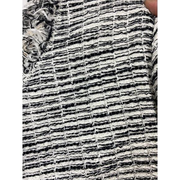 Rebecca Taylor Tweed Mini Dress White Black Size 6 Fringe Short Sleeve Lined - Picture 13 of 15